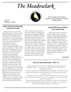 The Meadowlark April 2011 ASO is a Chapter of the National Audubon Society Serving Eastern Nebraska and Western Iowa