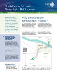South Central Edmonton Transmission Reinforcement At the Alberta Electric System Operator (AESO), we plan the province’s electric transmission system.