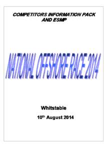 COMPETITORS INFORMATION PACK AND ESMP Whitstable 10th August 2014