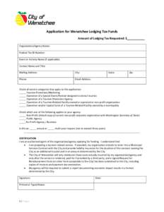 Wenatchee /  Washington / Destination marketing organization / Columbia Station / Tax / Value added tax / Geography of the United States / Chelan County /  Washington / Wenatchee – East Wenatchee metropolitan area / Washington