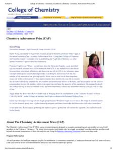 [removed]College of Chemistry - University of California at Berkeley - Chemistry Achievement Prize (CAP) Go