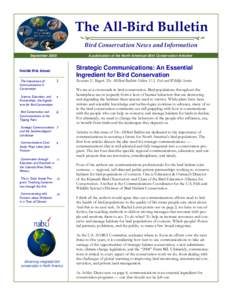 The All-Bird Bulletin Bird Conservation News and Information September 2008 A publication of the North American Bird Conservation Initiative