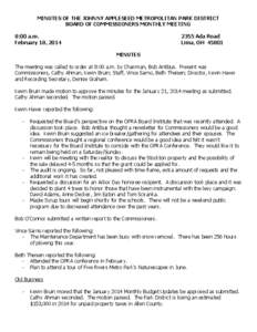 MINUTES OF THE JOHNNY APPLESEED METROPOLITAN PARK DISTRICT BOARD OF COMMISSIONERS MONTHLY MEETING 8:00 a.m.