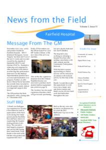 News from the Field Volume 1, Issue 11 Fairfield Hospital  Message From The GM