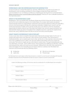 Morehead Award Candidate Recommendation Form