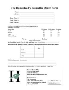 The Homestead Poinsettia Order Form