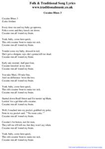 Folk & Traditional Song Lyrics - Cocaine Blues 3