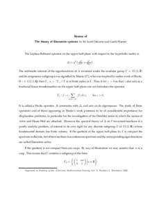 Review of The theory of Eisenstein systems by M. Scott Osborne and Garth Warner The Laplace-Beltrami operator on the upper half-plane with respect to the hyperbolic metric is ∂2 ∂x2