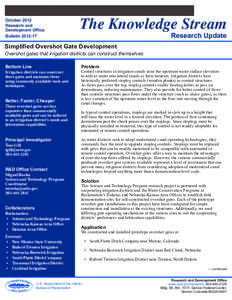 October 2012 Research and Development Ofﬁce Bulletin[removed]The Knowledge Stream