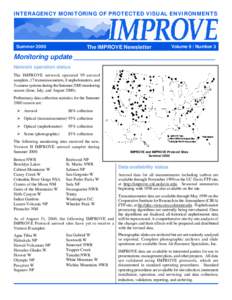 INTERAGENCY MONITORING OF PROTECTED VISUAL ENVIRONMENTS  Summer 2000 The IMPROVE Newsletter