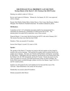 ISB Intellectual Property Law Section Meeting Minutes – March 17, 2011