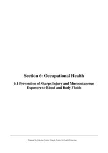 Prevention of Sharps Injury and Mucocutaneous Exposure to Blood and Body Fluids
