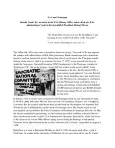 Government / Alexander Butterfield / Watergate burglaries / United States Senate Watergate Committee / James W. McCord /  Jr. / John Dean / Richard Nixon / Butterfield / Committee for the Re-Election of the President / Watergate scandal / Politics of the United States / United States