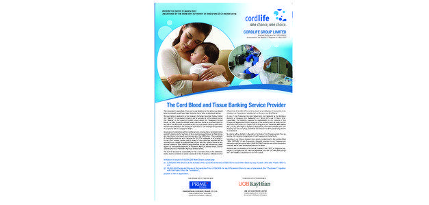 Biotechnology / Childbirth / CordLife / Cord blood bank / Cord blood / Singapore Exchange / DBS Bank / Popular Holdings / Umbilical cord / Biology / Stem cells / Blood