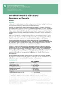 Weekly Economic Indicators: Queensland and Australia[removed]Summary In Australia, a tumultuous week in politics resulted in a return to Kevin Rudd as Prime Minster with a promise to balance the needs of business and tr