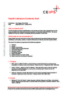    	
   Health Literature Contents Alert 	
  