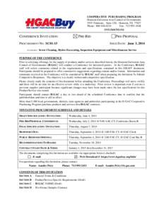 COOPERATIVE PURCHASING PROGRAM Houston-Galveston Area Council of Governments 3555 Timmons, Suite 120, Houston, TX[removed]Phone: [removed]Fax: [removed]www.hgacbuy.org