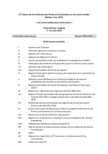 12e Session de la Conférence des Parties à la Convention sur les zones humides (Ramsar, Iran, 1971) « Les zones humides pour notre avenir » Punta del Este, Uruguay 1er au 9 juin 2015 Point III de l’ordre du jour