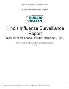 Week 49: December 1 – December 7, 2013  ILLINOIS DEPARTMENT OF PUBLIC HEALTH Illinois Influenza Surveillance Report