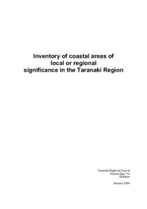 Inventory of coastal areas of local or regional significance in the Taranaki Region Taranaki Regional Council Private Bag 713