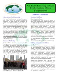 Asia-Pacific Partnership on Clean Development and Climate e-Newsletter Volume 1, Issue 4 – December 2008