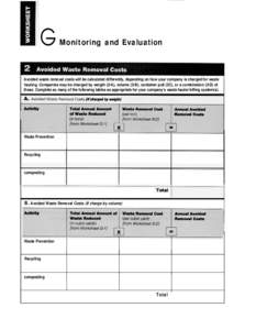 G  Monitoring and Evaluation Avoided waste removal costs will be calculated differently, depending on how your company is charged for waste hauling. Companies may be charged by weight (2-A), volume (2-B), container pull 