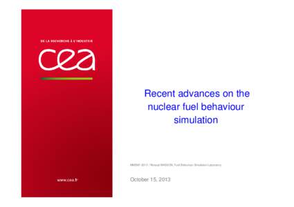 Recent advances on the nuclear fuel behaviour simulation