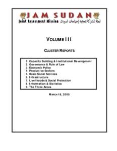 RO  VOLUME III CLUSTER REPORTS 1. 2.
