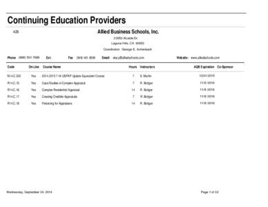 Continuing Education Providers Allied Business Schools, Inc[removed]Alcalde Dr.