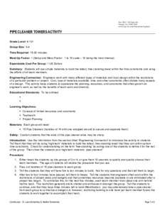 BoxPage Hall Raleigh, NCwww.engr.ncsu.edu/theengineeringplace/ PIPE CLEANER TOWERS ACTIVITY Grade Level: 4-12+