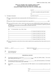 FORM F-WI-TS003-05 (Rev[removed]TSING MA CONTROL AREA (GENERAL) REGULATION REINSTATEMENT AND COMPLETION NOTICE FOR ROAD WORKS WITHIN THE TSING MA CONTROL AREA  Serial No.