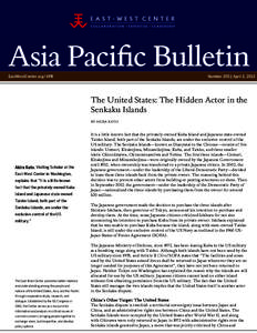 The United States: The Hidden Actor in the Senkaku Islands