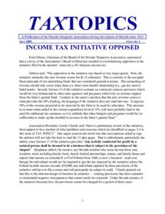 TAXTOPICS A Publication of the Nevada Taxpayers Association serving the citizens of Nevada since 1922 MAY 2000 ISSUE NO. 3