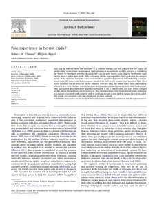 Crab / Pagurus bernhardus / Pagurus / Pain in invertebrates / Pain in crustaceans / Hermit crabs / Phyla / Protostome