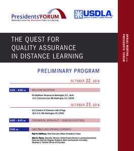 National Forum for Alternative Paths to Learning  ANNUAL MEETING OF THE PRESIDENTS’ FORUM  THE QUEST FOR