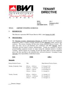 TENANT DIRECTIVE BWI: DATE: DISTRIBUTION: TITLE: