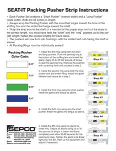 SEAT-IT Packing Pusher Strip Instructions •	 Each Pusher Set contains a “Short Pusher” (narrow width) and a “Long Pusher” (wide width). Both are 48 inches in length. •	 Always wrap the Packing Pusher with the