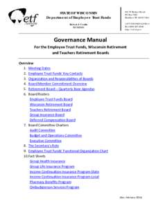 STATE OF WISCONSIN Department of Employee Trust Funds 801 W Badger Road PO Box 7931 Madison WI