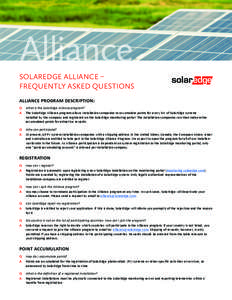 Alliance SOLAREDGE ALLIANCE – FREQUENTLY ASKED QUESTIONS