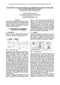 Proceedings of the Second Vienna Talk, Sept. 19−21, 2010, University of Music and Performing Arts Vienna, Austria  THE HISTORY OF ELECTRO-MUSICAL INSTRUMENTS IN RUSSIA IN THE FIRST