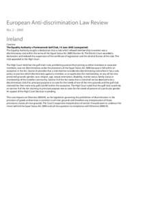 European Anti-discrimination Law Review No[removed]Ireland Case law The Equality Authority v Portmarnock Golf Club, 10 June[removed]unreported)