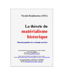 Nicolaï Boukharine[removed]La théorie du matérialisme historique