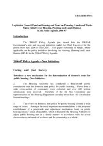 CB[removed]Legislative Council Panel on Housing and Panel on Planning, Lands and Works Policy Initiatives of Housing, Planning and Lands Bureau in the Policy Agenda[removed]