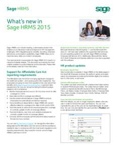 Sage HRMS  What’s new in Sage HRMS[removed]Sage HRMS is an industry-leading, customizable solution that