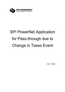 SPI PowerNet Application for Pass-through due to Change in Taxes Event April[removed]
