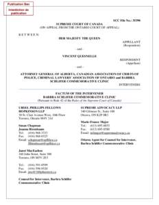 Publication Ban Interdiction de publication SCC File No.: 35390 SUPREME COURT OF CANADA