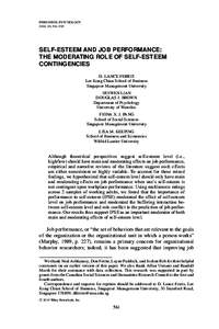 PERSONNEL PSYCHOLOGY 2010, 63, 561–593 SELF-ESTEEM AND JOB PERFORMANCE: THE MODERATING ROLE OF SELF-ESTEEM CONTINGENCIES