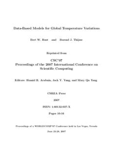 Data-Based Models for Global Temperature Variations  Bert W. Rust and