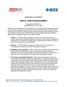 Standards organizations / Data / Information / Institute of Electrical and Electronics Engineers / Digital rights management / Copyright / Copyright law of Canada / Hargreaves Review of Intellectual Property and Growth / Law / Intellectual property law / Copyright law