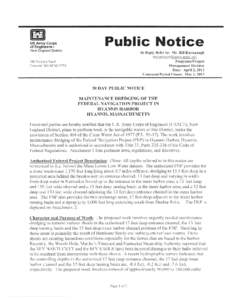 Hyannis Harbor Maintenance Dredging Public Notice